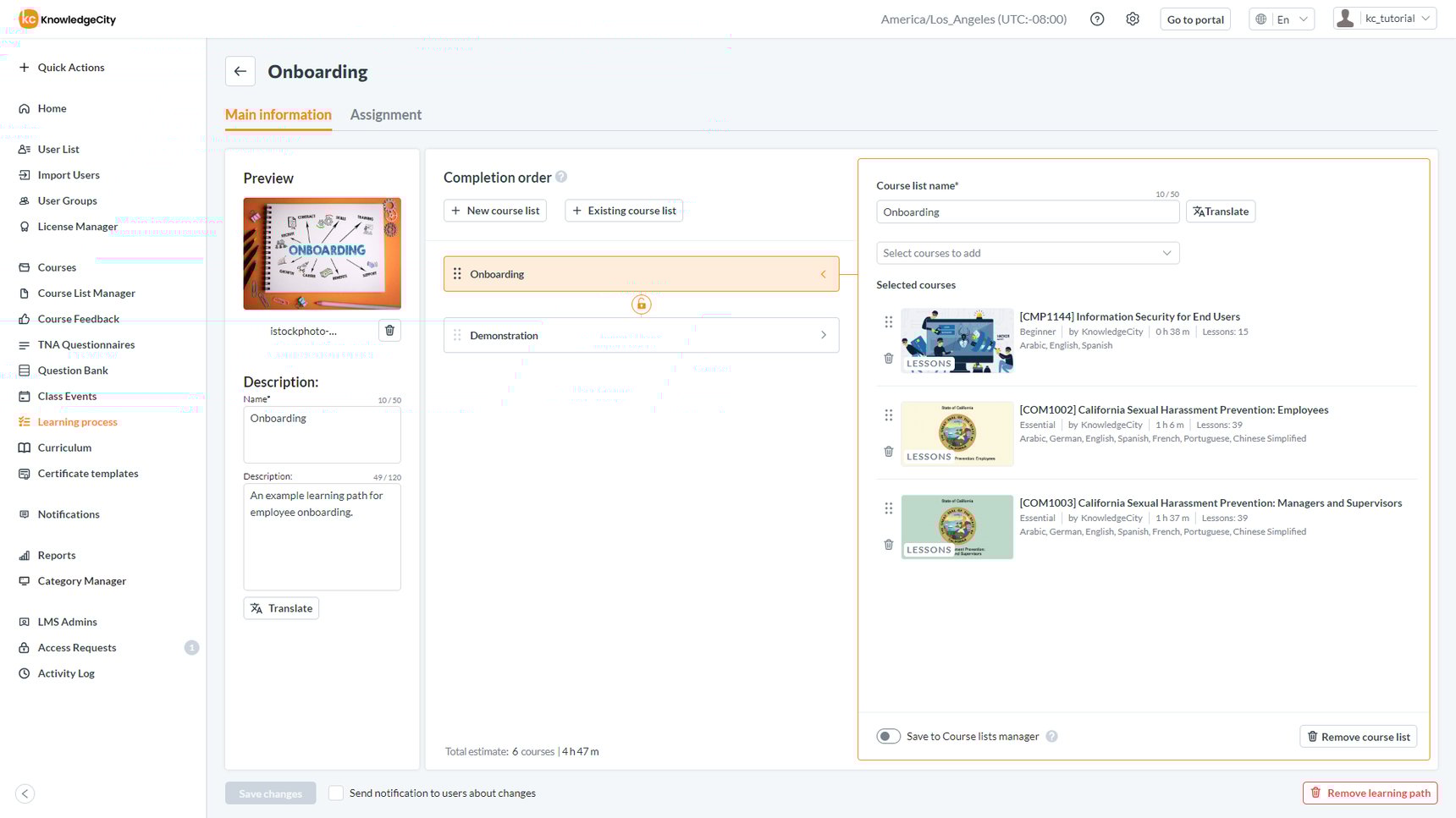 Learning process - Overview
