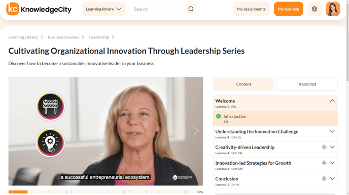 An example illustration of a KnowledgeCity course page.
