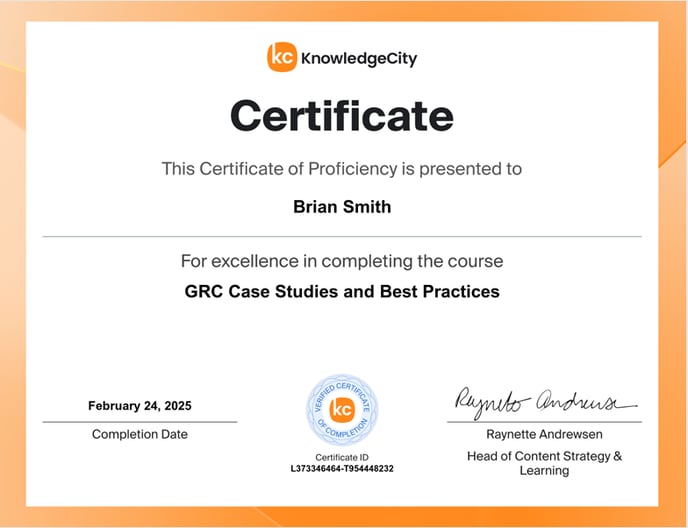 An example illustration of an earned student certificate for course completion.